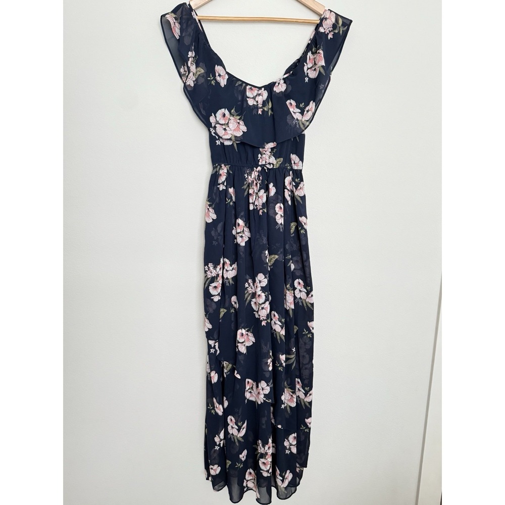 Y2K Abercrombie & Fitch Chiffon Maxi Dress Womens XS Cottagecore Romantic Beachy